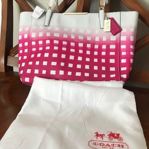 Coach Madison Gingham Leather Tote